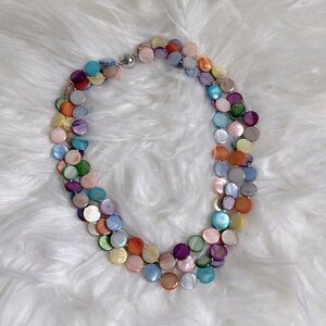 Three strand multi colored necklace